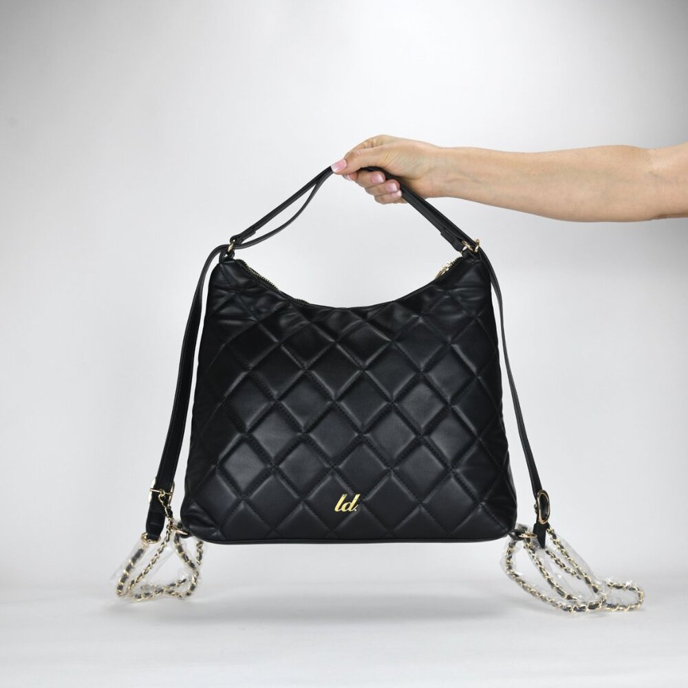 Like Dreams Quilted Vegan Leather Convertible Shoulder Bag Fortune Puffer Sling